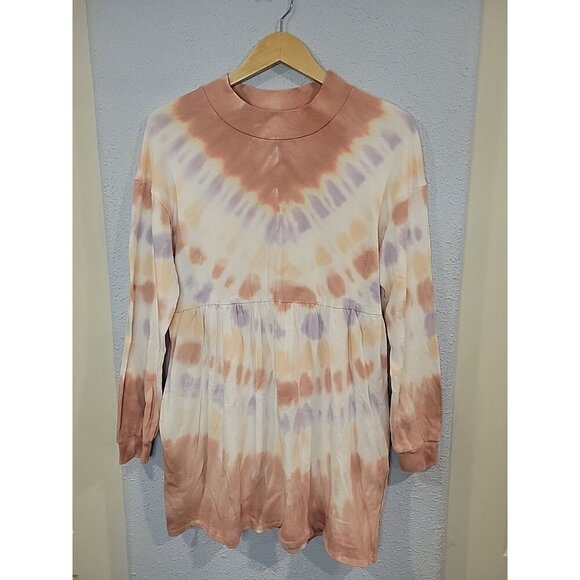 Wild Fable Womens Rose Peach Tie Dye Sweatshirt Dress Size Small NWT - Picture 2 of 6
